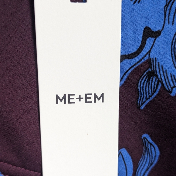 ME+EM Maxi Skirt Deep Cabernet Blue Scribble Floral Print Maxi Skirt Size 6 US - Picture 10 of 14